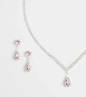 Princess Vibes Rhinestone Necklace And Earrings Set