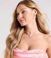 Princess Vibes Rhinestone Necklace And Earrings Set