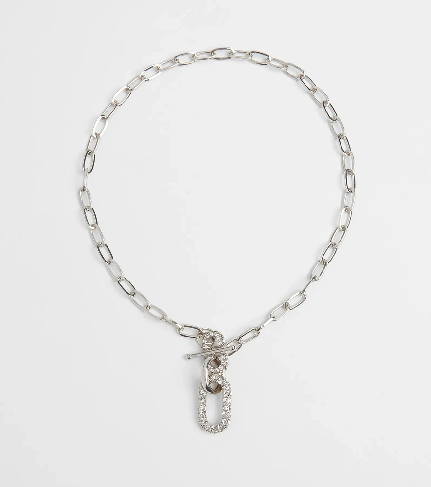 Cultivated Glam Rhinestone Chain-Link Necklace