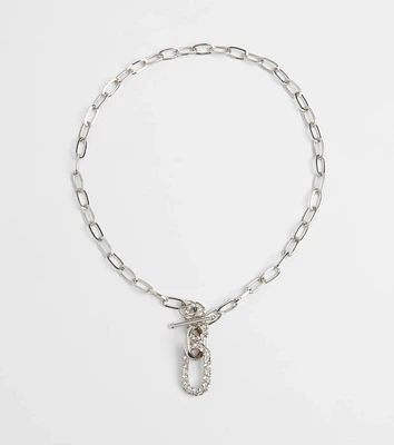 Cultivated Glam Rhinestone Chain-Link Necklace