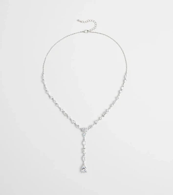 Luxe Glitz Cubic Zirconia Lariat Necklace