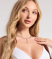 Luxe Glitz Cubic Zirconia Lariat Necklace