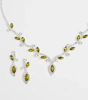 Whimsical Glam Rhinestone Necklace And Earrings Set