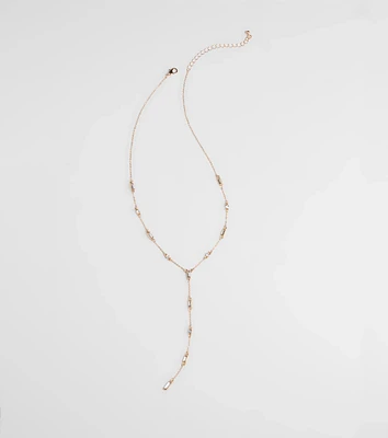 Best Version Of Me Rhinestone Lariat Necklace