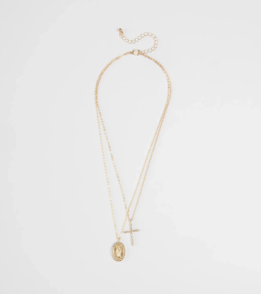 Dainty Blessings Cross Pendant Necklace