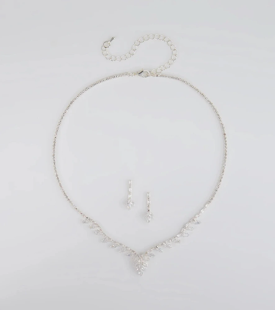 Dazzling Match Necklace And Earrings Set