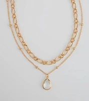Glam Team Layered Rhinestone Charm Necklace