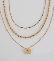 Wishing To Fly Butterfly Layered Necklace