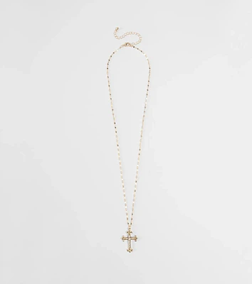 Full Of Faith Rhinestone Cross Necklace
