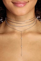 Rhinestone & Chain Lariat Set