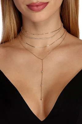 Rhinestone & Chain Lariat Set