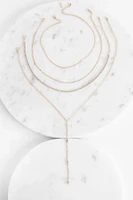 Rhinestone & Chain Lariat Set