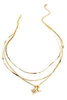 3 Row Layered Charm Necklace