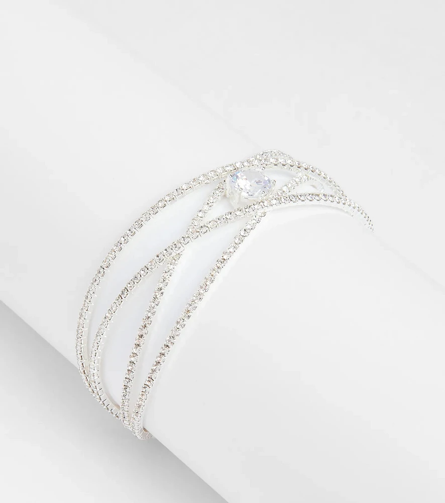 Glam Luxe Cubic Zirconia Criss-Cross Bracelet