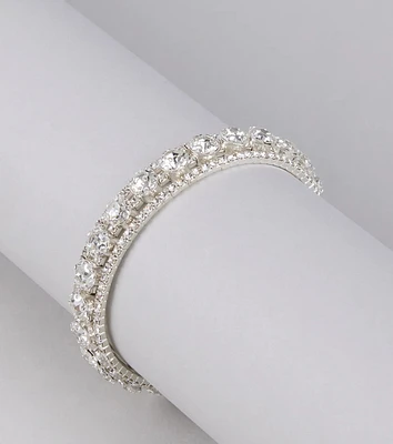 Stacked in Sparkle Rhinestone Memory Wire Bracelet