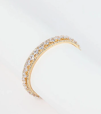Glam Glimmer Rhinestone Memory Wire Bracelet