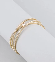 Luxe Invitation Rhinestone Criss Cross Bracelet