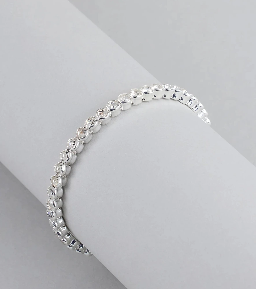 Pretty Shine Rhinestone Memory Wire Bracelet