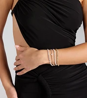 Exquisite Sparkle Rhinestone Four-Pack Bracelet Set
