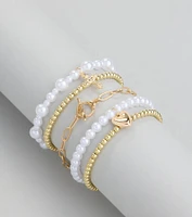 Playful Charm Heart Cross Five-Pack Bracelet Set