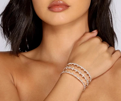 Three Row Rhinestone Cuff