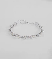 Chic Elegance Rhinestone And Pearl Dainty Bracelet
