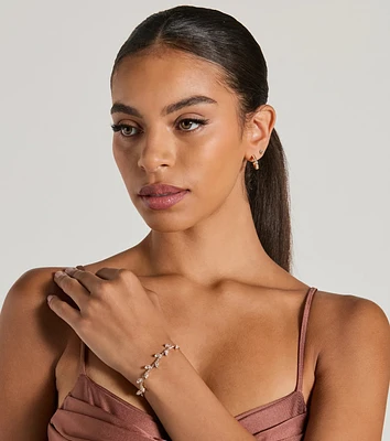 Ever So Luxe Rhinestone Leaf-Shaped Dainty Bracelet