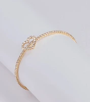 With Love Rhinestone Memory Wire Heart Bracelet
