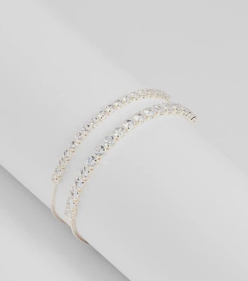 Sleek Sophistication Rhinestone Tennis Bracelet Two-Pack
