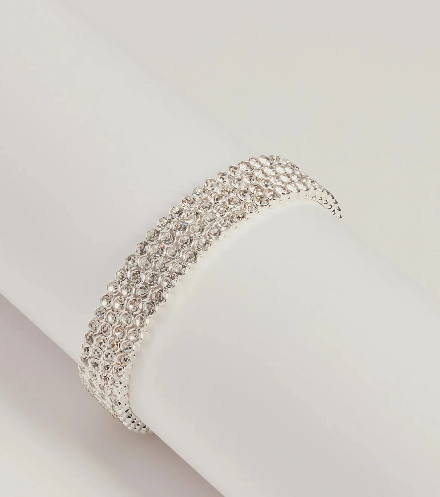 Luxe Statement Rhinestone Memory Wire Bracelet