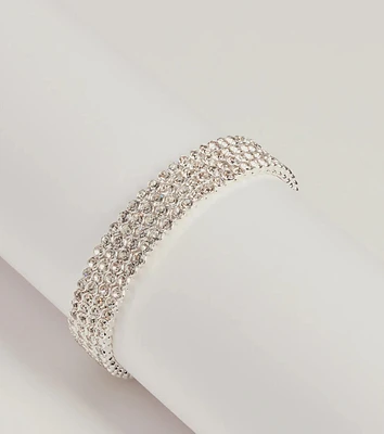 Luxe Statement Rhinestone Memory Wire Bracelet