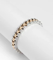 All About Edgy Two Tone Stretch Bracelet