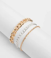 Stacked Up Three Piece Chain Bracelet Set
