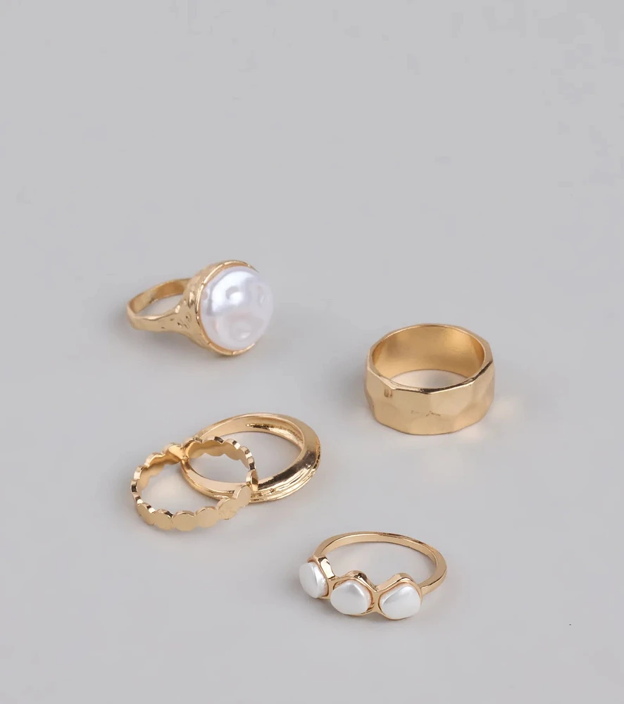 Trending Now Faux Pearl Ring Set