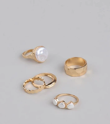 Trending Now Faux Pearl Ring Set