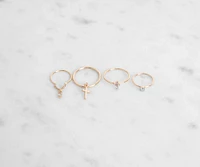 8Pk Dainty Rhinestone Cross Ring Set