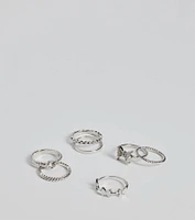 So Adorable Butterfly And Bow Rhinestone Ring Set