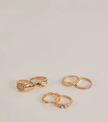 Glamorous Six Pack Ring Set