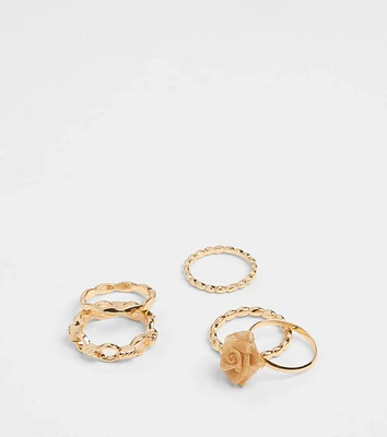 Delicate Rose Seven-Pack Ring Set
