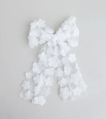 Cutest Charm Flower Tulle Bow Hair Clip