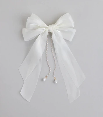 Ever So Charmed Hair Bow With Pearl Chain