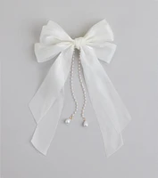 Ever So Charmed Hair Bow With Pearl Chain