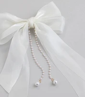 Ever So Charmed Hair Bow With Pearl Chain