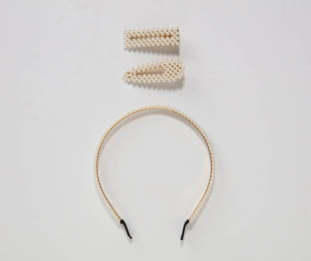 Preppy And Posh Pearl Hair Accessory Set