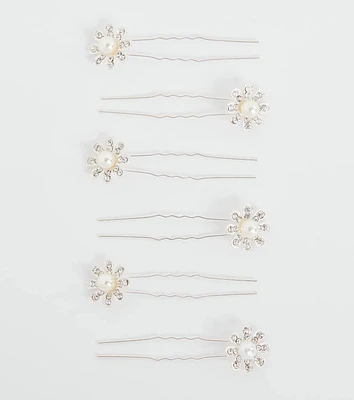 Elegant And Chic Pearl Flower Barrette Set
