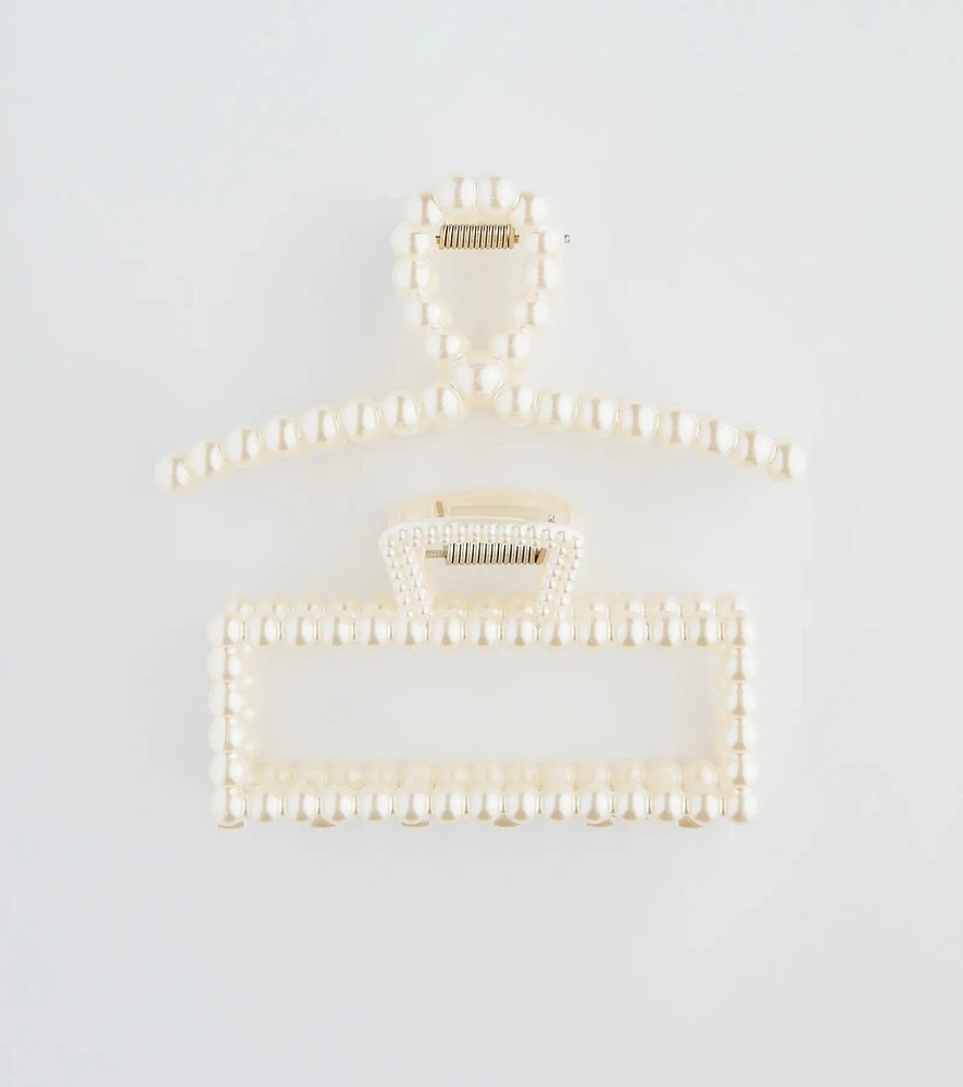 Polished And Chic Pearl Hair Claw Clip Set