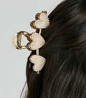 Girly-Chic Pearl Heart Hair Claw Clip