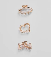 Luxe Locks Faux Pearl Three Pack Hair Clip Set