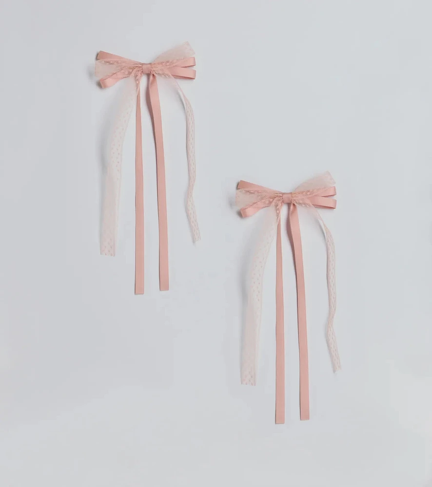 Blushing Beauty Two Pack Lace Ribbon Bows