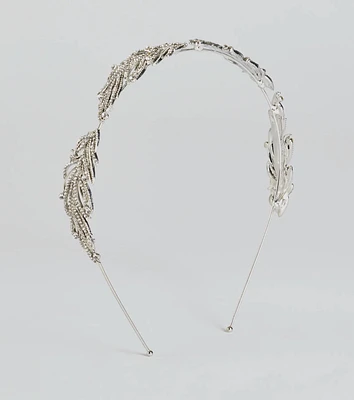 Statement Rhinestone Leaf Headband